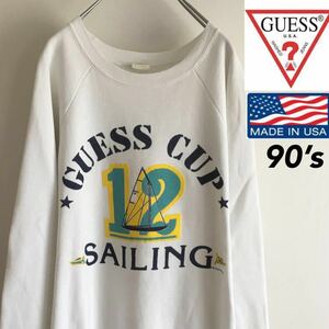 激レア★USA製★90s★GUESS ゲス スウェット トレーナー ビッグロゴ 希少 ヴィンテージ