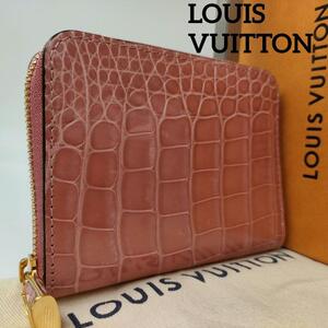 定価３６万円超!!!【使用数回・現行品】ルイヴィトン LOUISVUITTON クロコダイル ジッピーコインパース 現行モデル RFID パドロック ピンク