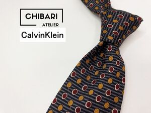 【美品】CalvinKlein　カルバンクライン　ドット柄 ネクタイ 3本以上 送料無料 メンズ グレイ　1202152