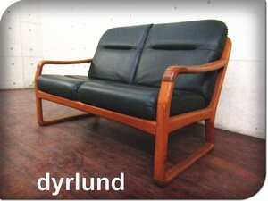 ■美品■dyrlund/デューロン■デンマーク最高級■チーク材■総本革張り■北欧モダン■2人掛けソファ■70万■smm9484m