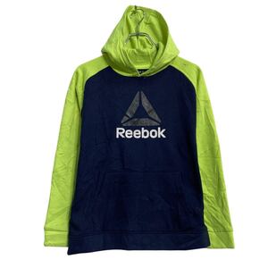 Reebok ロゴスウェット パーカー キッズ リーボック L ネオングリーン プルオーバー 裏起毛 裏起毛 古着卸 アメリカ仕入 a612-5199