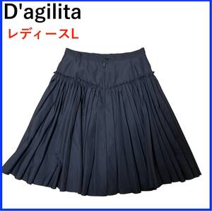 N3528★極美品★可愛いプリーツスカート★Dagilita*アバハウス*ミニスカート*レディースL*ネイビー