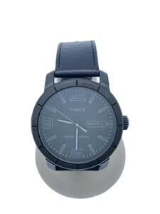 TIMEX◆クォーツ腕時計/アナログ/レザー/BLK/BLK/SR927SW