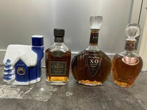 サントリー 国産 ウイスキー ブランデー 4本セットサントリー SUNTORY Crest クレスト12年 黒 クリスマス XO 1988年限定 Deluxe XO VSOP 