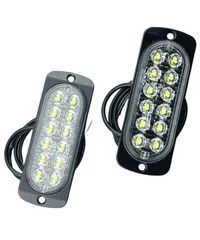 HTharros 車用 LED ストロボライト 12LED 12V 24V 汎用 ホワイト 2個 警告灯 点滅 デイライト トラック バイク デコトラ W [ホワイト]