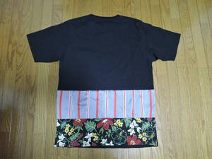 SOPHNET. ソフネット カットソー XL 黒 Tシャツ BACK HEM PANEL POCKET TEE / バックパネルポケットTee 花柄 異素材