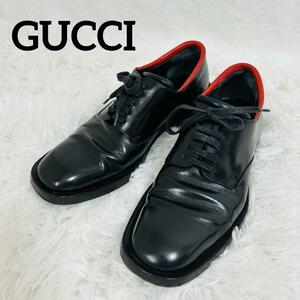 美品 GUCCI レースアップシューズ トムフォード期 レザー シューズ ビジネスシューズ 革靴 レッドライン 黒 ブラック