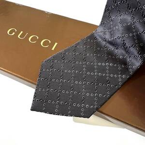 美品 GUCCI ネクタイ シルク100% チャコール 2410-494