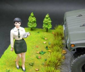 ファインモールド製　1/35　【歴装ヲトメ4　日向　高速機動車】 ジオラマ完成品　ヘッドライト電飾!! ケース付き!!!