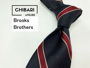 【美品】BrooksBrothers　ブルックスブラザーズ　レジメンタル柄 ネクタイ 3本以上 送料無料 メンズ ブラックネイビー　1203042