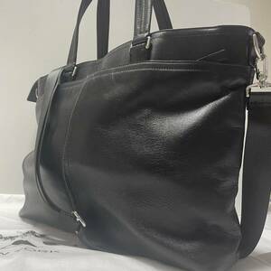 美品 COACH コーチ ビジネスバッグ 2way ブリーフケース トートバッグ ショルダーバッグ ブラック 本革 レザー メンズ 大容量 A4 黒