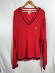 ■ 80s 90s USA製 ビンテージ IZOD LACOSTE アイゾット ラコステ ワンポイントロゴ チルデンセーター サイズXL レッド アメカジ アクリル■