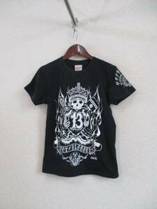 黒地白スカルプリントTシャツ（USED）20816②