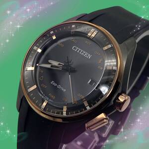 《美品 稼働品》 シチズン CITIZEN エコドライブ メンズ腕時計 Bluetooth チタン デイト 防水 ブラック文字盤 ソーラー W410-S114195