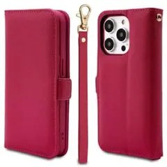 iPhoneケース 手帳型 ラスタバナナ マゼンタ シンプル ハンドストラップ付