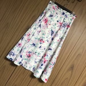 ミッシュマッシュ　サイズ2 淡い花　水彩　ミモレ丈　スカート 
