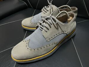 極美品 COLE HAAN コールハーン C26484 8.5M≒26cm レザーシューズ レザースニーカー オックスフォード ウイングチップ グレー