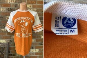 70s Snoopy スヌーピー フットボールTシャツ ARTEX オレンジ Vintage Football Shirt