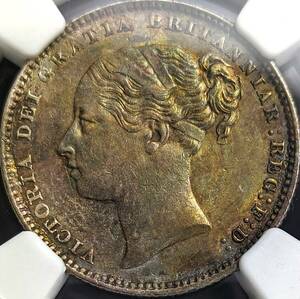 滅多に出回らない希少な出品です★1884年 イギリス １シリング銀貨 NGC MS62 ヤング ヴィクトリア アンティークコイン シルバー 投資に