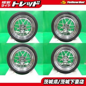 中古 レオンハルト ゲミュート 17インチ 7.0J +40 +39 4H100 前後ディスク違い 中古タイヤ 205/45R17 SET チューナーサイズ 下妻