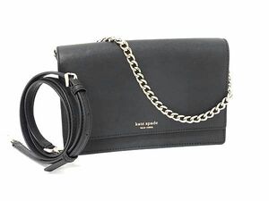 1円 ■美品■ kate spade ケイトスペード WKRU5843 キャメロン コンバーチブル レザー 3WAY ショルダー ハンドバッグ ブラック系 BL3389