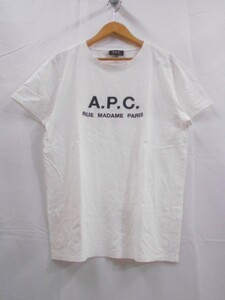 70 送60サ 0102YD12 A.P.C. アーペーセー 半袖Tシャツ ロゴ 刺繍 ホワイト サイズM 中古品