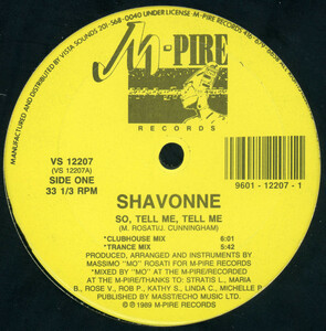 【12”/Freestyle】Shavonne - So, Tell Me, Tell Me [M-Pire Records - VS 12207] STILL SEALED