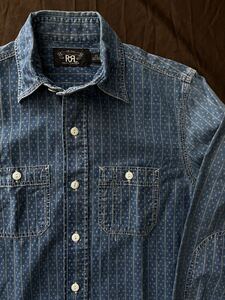 【傑作】RRL ALASKA WABASH SPORTS SHIRT ダブルアールエル ジョニーデップ着用 インディゴ ウォバッシュ ストライプ シャツ XS