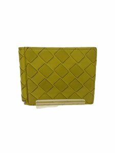 BOTTEGA VENETA◆2つ折り財布/レザー/YLW/メンズ/マネークリップ/使用感有//