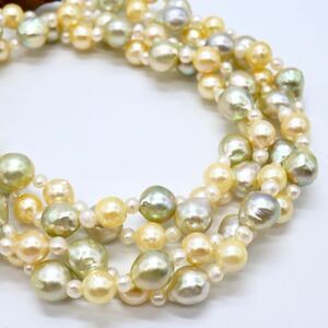 良品!!テリ良し!!1円〜!＊K14 アコヤ本真珠/本真珠2連ネックレス＊n 約51.4g 約47.5cm pearl necklace jewelry パール EA0/EB0 A44