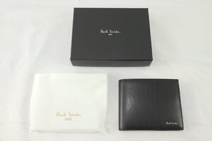 ☆Paul Smith ポールスミス ベジタン 2つ折り財布 ≪883905 P525≫ ブラック 牛革 ほぼ未使用 良品☆イワ