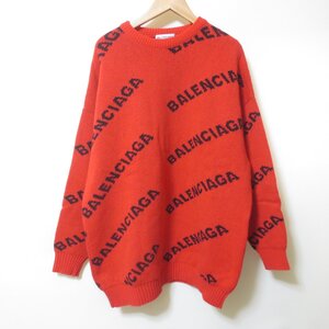 BM35　美品　バレンシアガ　BALENCIAGA　レッド　ロゴ　ニット　セーター　XS　イタリア製