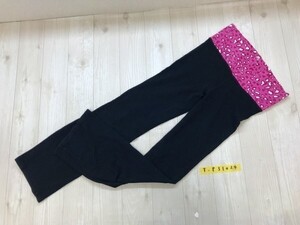 FOREVER 21 フォーエバー レディース ヒョウ柄切り替え ストレッチ ヨガパンツ M 黒