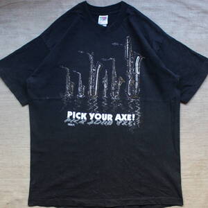 レア 1990s サクソフォーンSaxophoneジャズ サックスJazzヴィンテージTシャツ モンク ミンガス アート バンド フェード アルト テナー バス