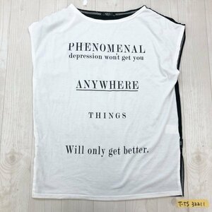 AZUL PRIMERA レディース 英字プリント ボートネック 切り替え 半袖Tシャツ M 黒白