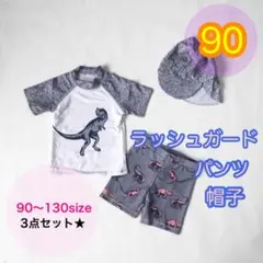 【90サイズ】男の子ダイナソー柄スイムウェアセットアップ　水着　恐竜柄　キッズ