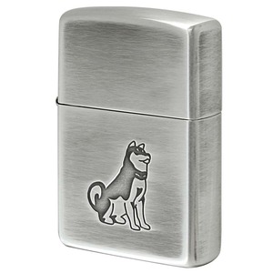 Zippo ジッポライター 柴犬 いきものモチーフ 動物 銀メッキいぶし 80047 メール便可