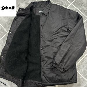 【極美品XXL】最高傑作 SCHOTT ショット スタジャン XXLsize 黒 内ボア【極暖】保温性抜群 バックロゴ ボタン刻印【漂う高級感】極上品