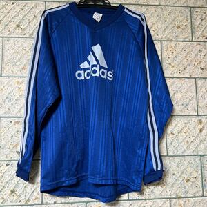 アディダスadidas長袖シャドープラシャツ　プラクティスシャツ　青　L ジャージ　サッカー　フットサル