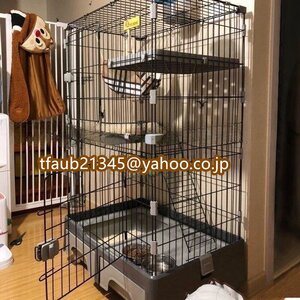 猫 ケージ 2段 キャットケージ 大型 キャスター付 ハンモック付 猫トイレ付 猫ゲージ 脱走防止