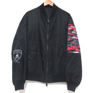 美品 Yohji Yamamoto×Lamborghini ヨウジヤマモト×ランボルギーニ リバーシブル MA-1 ブルゾン ボンバージャケット HR-Y50-897 ブラック