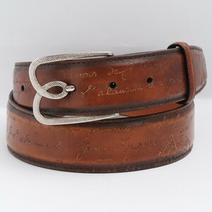 BERLUTI ヴェネツィアレザーカリグラフィベルト 35mm ブラウン ベルルッティ ヴェルルッティ belt レザー