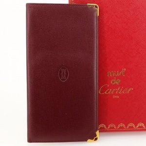 【美品】Cartier カルティエ マストライン 札入れ 長財布（小銭入れなし） カーフレザー ボルドー L3000180 箱 ギャランティカード