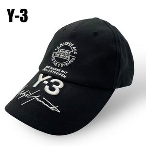 【美品】Y-3 ワイスリー　ロゴ　キャップ　帽子　ブラック　コットン