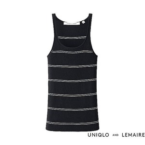 【新品・L・ブラック】ユニクロ×ルメール UNIQLO AND LEMAIRE カシミヤブレンドボーダータンクトップ+E リブニット コットン カシミア 黒