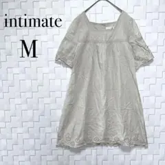 intimate Aライン 膝丈 フレア 半袖 ワンピース M メッシュ グレー