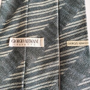 GIORGIO ARMANI(ジョルジオアルマーニ)グレーグリーン線レジメンタルネクタイ