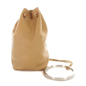 ジルサンダー JIL SANDER BRACELET DRAWSTRING BAG ポーチ レザー 茶 ブラウン JSPQ840110 ■SH /AK28 レディース