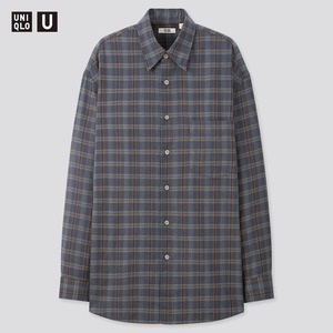 UNIQLO U ライトフランネルワイドフィットチェックシャツ（長袖） Lサイズ BLUE 新品 完売 ユニクロユー レア LEMAIREコラボ