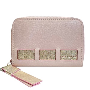 【美品】NINA RICCI ニナリッチ コインケース 小銭入れ コンパクトウォレット ミニ財布 ラウンドファスナー レザー ピンク